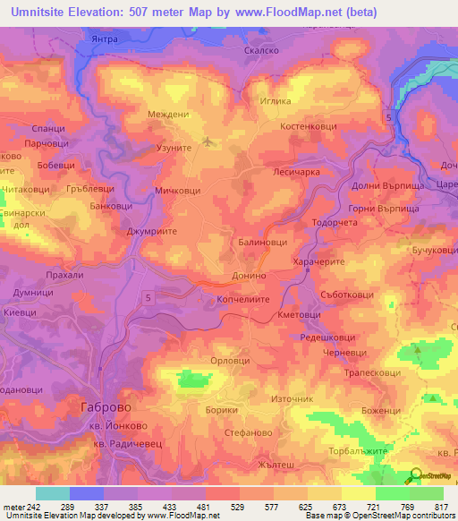 Umnitsite,Bulgaria Elevation Map