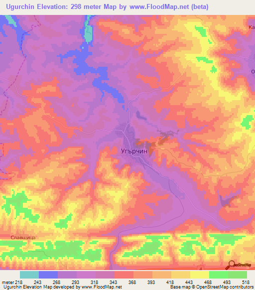 Ugurchin,Bulgaria Elevation Map