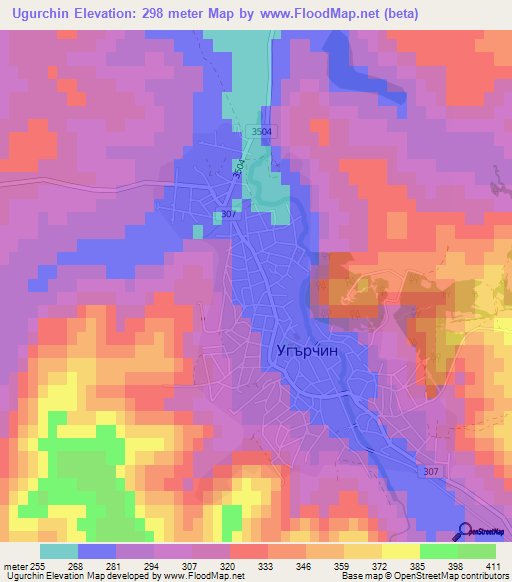 Ugurchin,Bulgaria Elevation Map