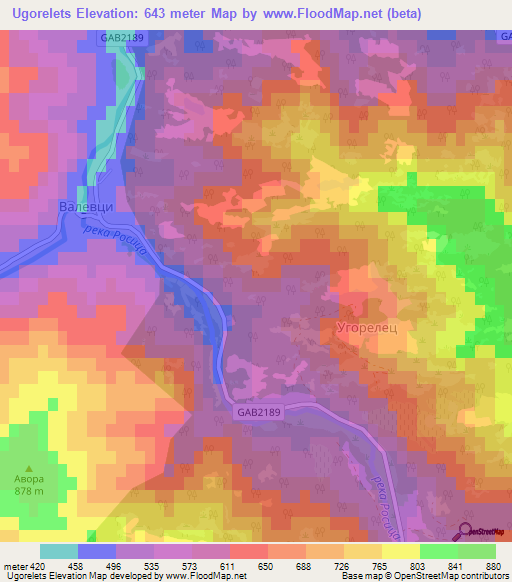 Ugorelets,Bulgaria Elevation Map