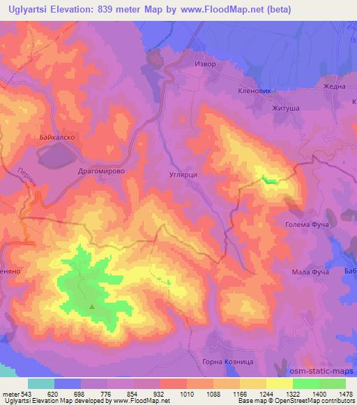 Uglyartsi,Bulgaria Elevation Map