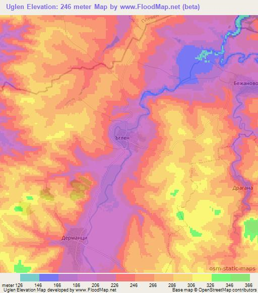 Uglen,Bulgaria Elevation Map