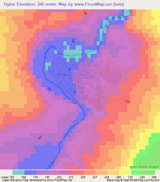 Uglen,Bulgaria Elevation Map