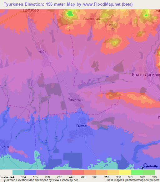 Tyurkmen,Bulgaria Elevation Map