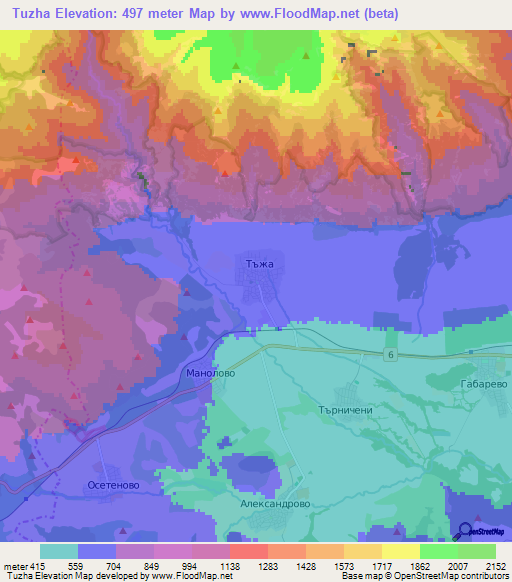 Tuzha,Bulgaria Elevation Map
