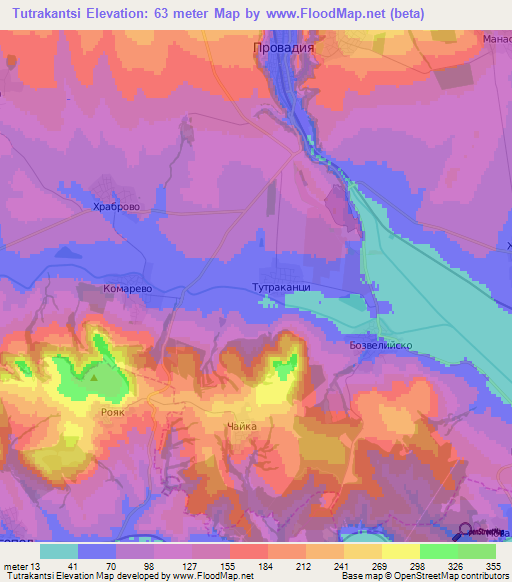 Tutrakantsi,Bulgaria Elevation Map