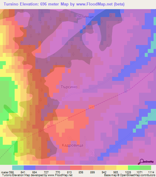 Tursino,Bulgaria Elevation Map