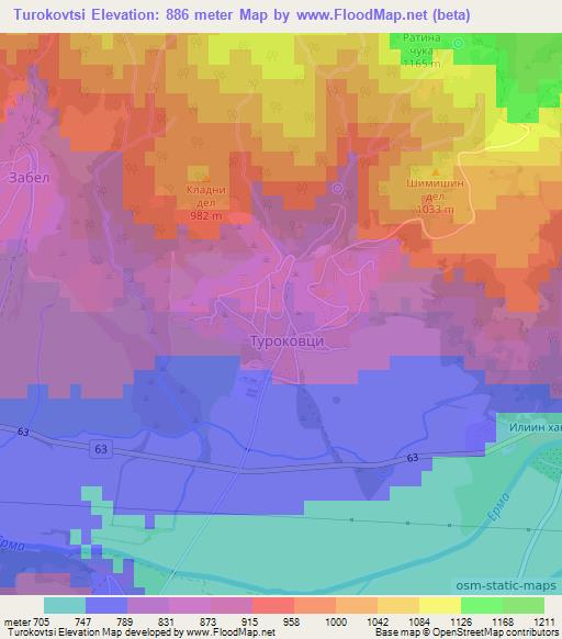 Turokovtsi,Bulgaria Elevation Map