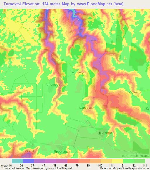 Turnovtsi,Bulgaria Elevation Map