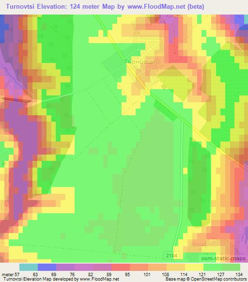 Turnovtsi,Bulgaria Elevation Map