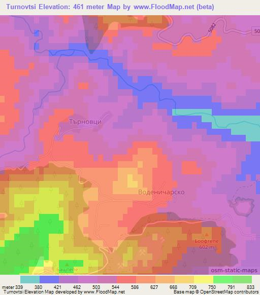 Turnovtsi,Bulgaria Elevation Map