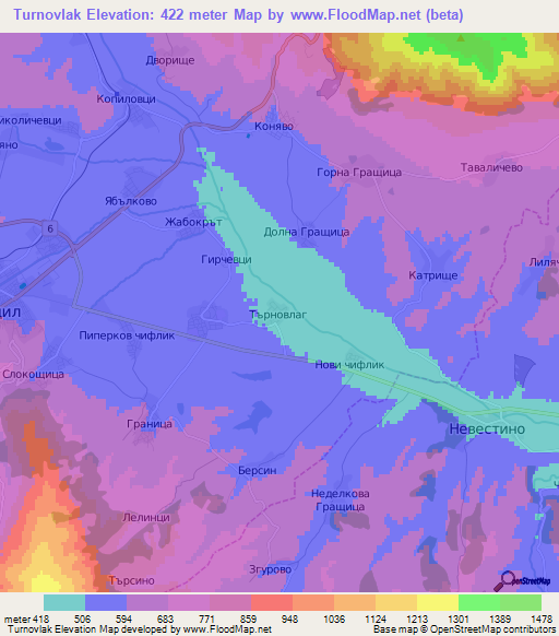 Turnovlak,Bulgaria Elevation Map
