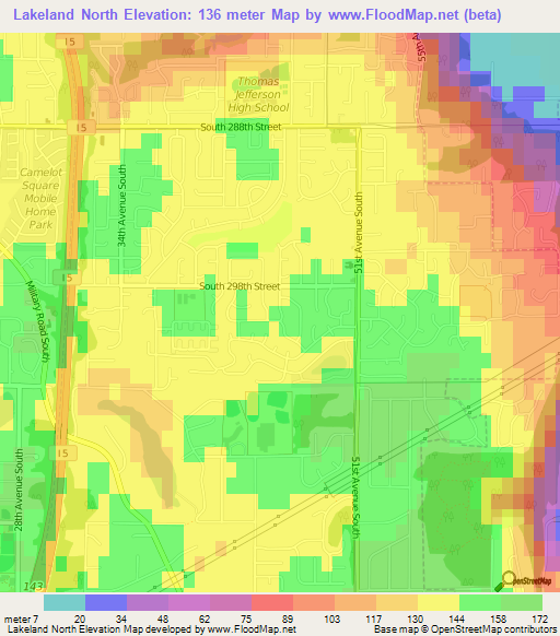 Lakeland North,US Elevation Map