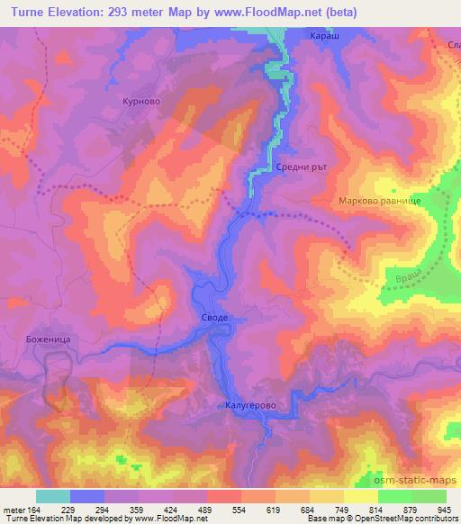 Turne,Bulgaria Elevation Map