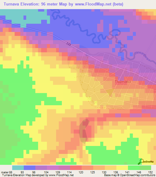 Turnava,Bulgaria Elevation Map
