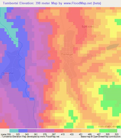 Tumbevtsi,Bulgaria Elevation Map