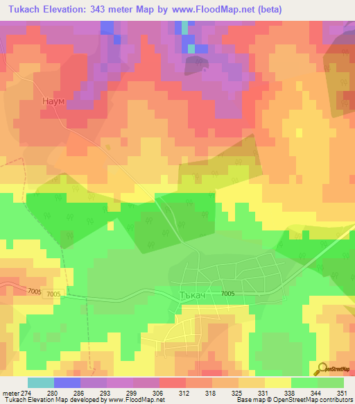 Tukach,Bulgaria Elevation Map