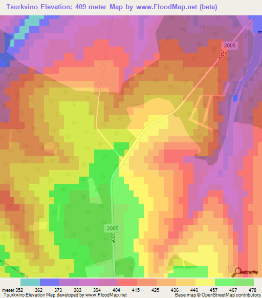 Tsurkvino,Bulgaria Elevation Map