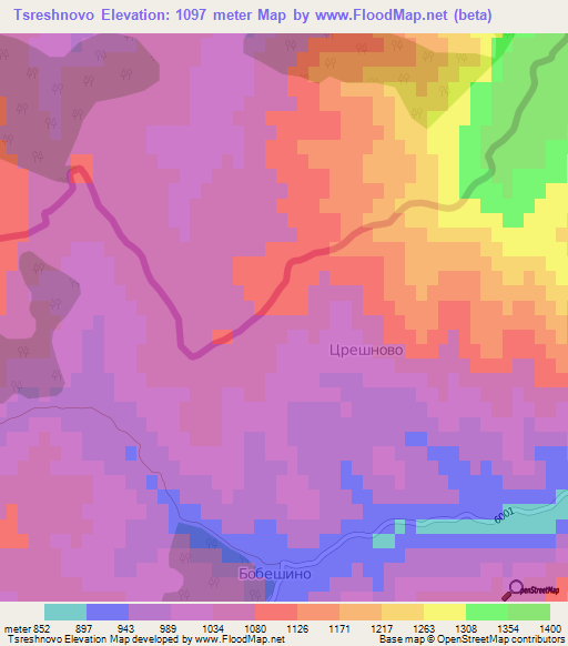 Tsreshnovo,Bulgaria Elevation Map