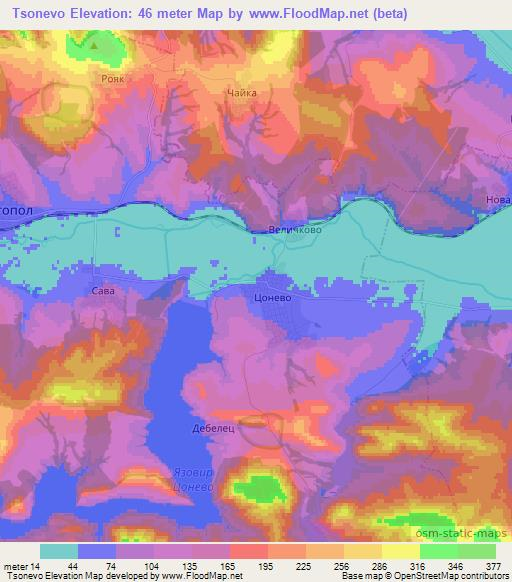 Tsonevo,Bulgaria Elevation Map