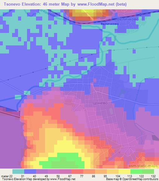 Tsonevo,Bulgaria Elevation Map