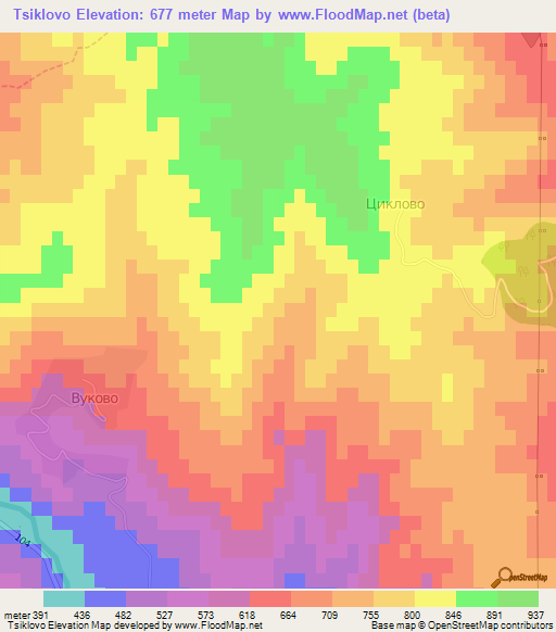 Tsiklovo,Bulgaria Elevation Map