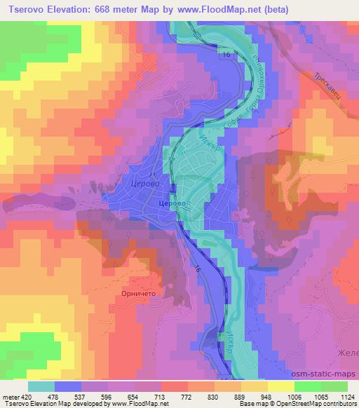 Tserovo,Bulgaria Elevation Map