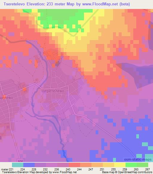 Tseretelevo,Bulgaria Elevation Map