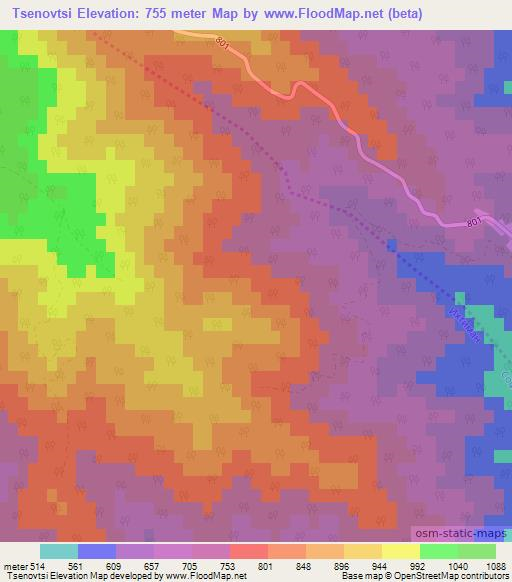 Tsenovtsi,Bulgaria Elevation Map