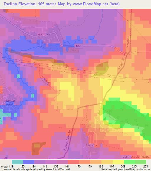 Tselina,Bulgaria Elevation Map