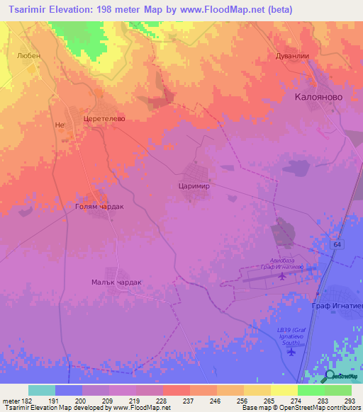 Tsarimir,Bulgaria Elevation Map