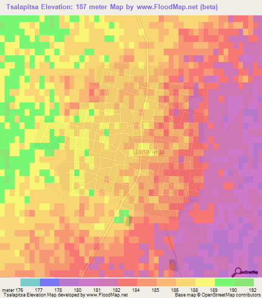 Tsalapitsa,Bulgaria Elevation Map