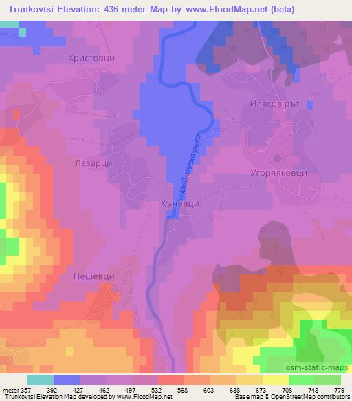 Trunkovtsi,Bulgaria Elevation Map