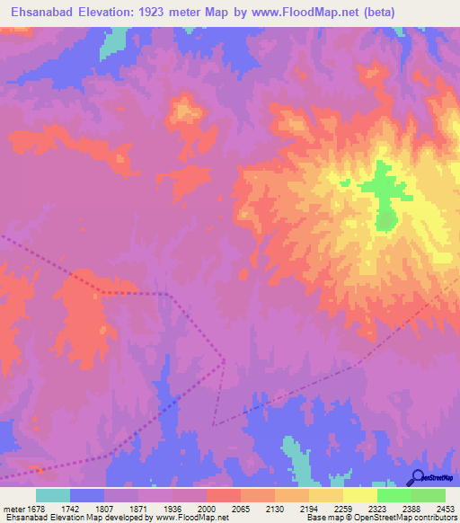Ehsanabad,Iran Elevation Map