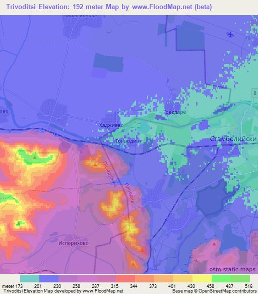 Trivoditsi,Bulgaria Elevation Map