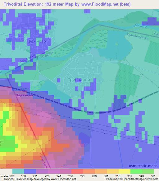 Trivoditsi,Bulgaria Elevation Map