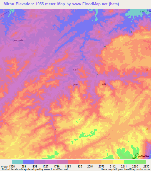 Mirhu,Yemen Elevation Map