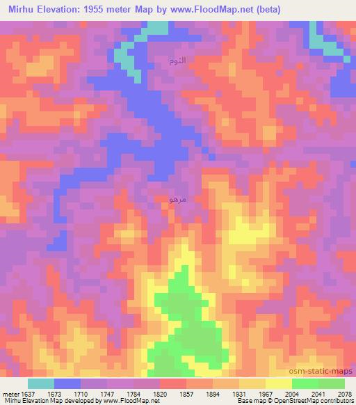 Mirhu,Yemen Elevation Map