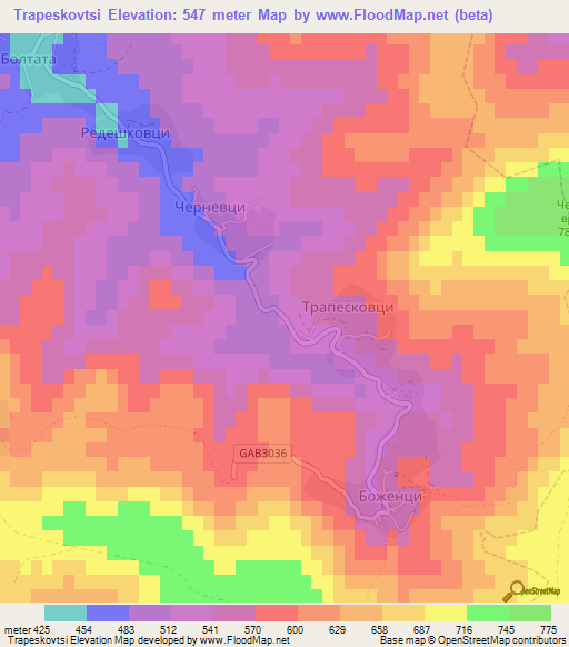 Trapeskovtsi,Bulgaria Elevation Map