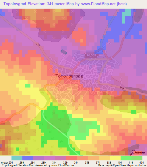 Topolovgrad,Bulgaria Elevation Map