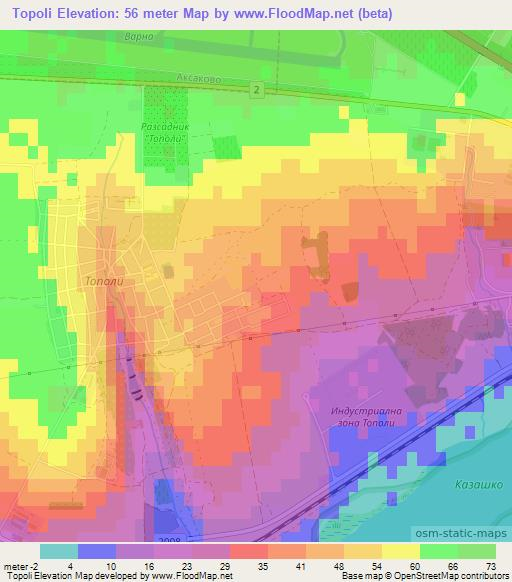 Topoli,Bulgaria Elevation Map