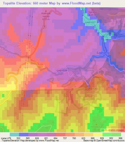 Topalite,Bulgaria Elevation Map