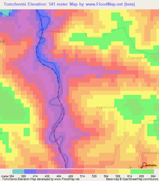 Tomchevtsi,Bulgaria Elevation Map