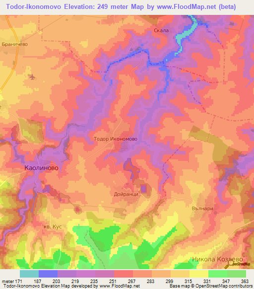 Todor-Ikonomovo,Bulgaria Elevation Map
