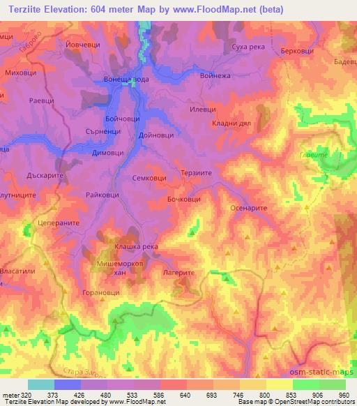 Terziite,Bulgaria Elevation Map