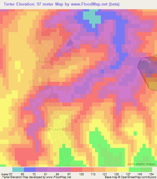 Terter,Bulgaria Elevation Map