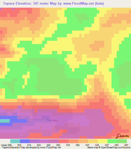 Tepava,Bulgaria Elevation Map
