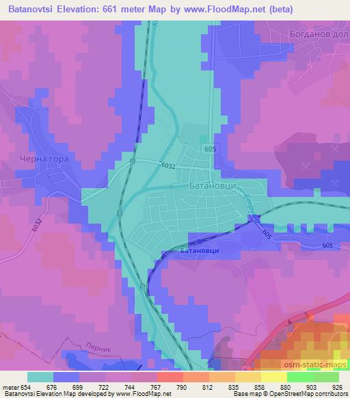 Batanovtsi,Bulgaria Elevation Map