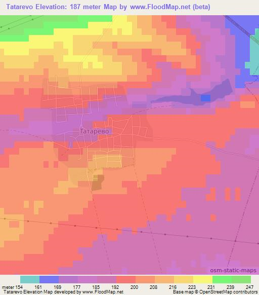 Tatarevo,Bulgaria Elevation Map