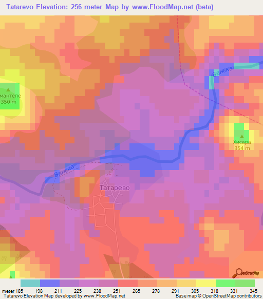 Tatarevo,Bulgaria Elevation Map
